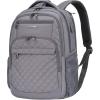 KROSER Travel Laptop Backpack 17 Inch Large Computer Backpack Water-Repellent Daypack with USB Charging Port RFID Pockets for Work/Business/College/Men/Women(Quilted)(Quilted Dark Grey)