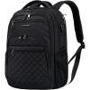 KROSER Travel Laptop Backpack 17 Inch Large Computer Backpack Water-Repellent Daypack with USB Charging Port RFID Pockets for Work/Business/College/Men/Women(Quilted)(Quilted Black)