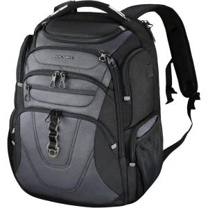 KROSER Friendly Travel Laptop Backpack 17.3 inch XXXL Gaming Backpack Water-Repellent College Daypack Business Backpack with RFID Pockets & USB Port for Men/Women-Black/Red(Black/Grey-18.4)