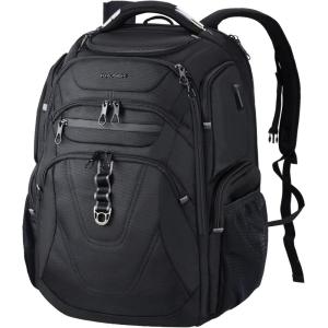 KROSER Friendly Travel Laptop Backpack 17.3 inch XXXL Gaming Backpack Water-Repellent College Daypack Business Backpack with RFID Pockets & USB Port for Men/Women-Black/Red(Black-18.4)