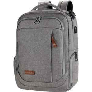 KROSER Laptop Backpack Large Computer Backpack Fits up to 17.3 Inch Laptop with USB Charging Port Water-Repellent Travel Backpack Casual Daypack for Business/College/Women/Men-Charcoal Black(A-grey-17.3″)
