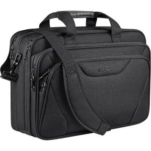 KROSER Laptop Bag Premium Laptop Briefcase Fits Up to 17.3 Inch Laptop Expandable Water-Repellent Shoulder Messenger Bag Computer Bag for Travel/Business/Men/Women-Black