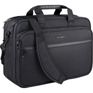 KROSER Laptop Bag Premium Laptop Briefcase Fits Up to 17.3 Inch Laptop Expandable Water-Repellent Shoulder Messenger Bag Computer Bag with RFID Pockets for Travel/Business/Men/Women-Black