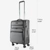 KROSER Softside Expandable checked Luggage with Front Business Pockets，24 Inch Suitcases with Spinner Wheels & Built-in TSA Lock, Durable Suitcase Rolling Luggage, Navy(Grey-24)