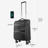 KROSER Softside Expandable checked Luggage with Front Business Pockets，24 Inch Suitcases with Spinner Wheels & Built-in TSA Lock, Durable Suitcase Rolling Luggage, Navy(Black-20)