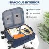 KROSER Softside Expandable checked Luggage with Front Business Pockets，24 Inch Suitcases with Spinner Wheels & Built-in TSA Lock, Durable Suitcase Rolling Luggage, Navy(Navy-20)