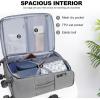 KROSER Softside Expandable checked Luggage with Front Business Pockets，24 Inch Suitcases with Spinner Wheels & Built-in TSA Lock, Durable Suitcase Rolling Luggage, Navy(Grey-24)