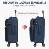 KROSER Softside Expandable checked Luggage with Front Business Pockets，24 Inch Suitcases with Spinner Wheels & Built-in TSA Lock, Durable Suitcase Rolling Luggage, Navy(Navy-24)