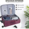 KROSER Softside Expandable checked Luggage with Front Business Pockets，24 Inch Suitcases with Spinner Wheels & Built-in TSA Lock, Durable Suitcase Rolling Luggage, Navy(Burgundy-24)