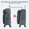 KROSER Softside Expandable checked Luggage with Front Business Pockets，24 Inch Suitcases with Spinner Wheels & Built-in TSA Lock, Durable Suitcase Rolling Luggage, Navy(Grey-24)