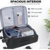 KROSER Softside Expandable checked Luggage with Front Business Pockets，24 Inch Suitcases with Spinner Wheels & Built-in TSA Lock, Durable Suitcase Rolling Luggage, Navy(Black-24)