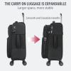 KROSER Softside Expandable checked Luggage with Front Business Pockets，24 Inch Suitcases with Spinner Wheels & Built-in TSA Lock, Durable Suitcase Rolling Luggage, Navy(Black-24)