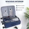 KROSER Softside Expandable checked Luggage with Front Business Pockets，24 Inch Suitcases with Spinner Wheels & Built-in TSA Lock, Durable Suitcase Rolling Luggage, Navy(Navy-24)