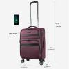 KROSER Softside Expandable checked Luggage with Front Business Pockets，24 Inch Suitcases with Spinner Wheels & Built-in TSA Lock, Durable Suitcase Rolling Luggage, Navy(Burgundy-20)