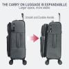 KROSER Softside Expandable checked Luggage with Front Business Pockets，24 Inch Suitcases with Spinner Wheels & Built-in TSA Lock, Durable Suitcase Rolling Luggage, Navy(Grey-20)