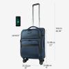 KROSER Softside Expandable checked Luggage with Front Business Pockets，24 Inch Suitcases with Spinner Wheels & Built-in TSA Lock, Durable Suitcase Rolling Luggage, Navy(Haze Blue-20)