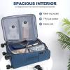 KROSER Softside Expandable checked Luggage with Front Business Pockets，24 Inch Suitcases with Spinner Wheels & Built-in TSA Lock, Durable Suitcase Rolling Luggage, Navy(Haze Blue-24)