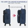 KROSER Softside Expandable checked Luggage with Front Business Pockets，24 Inch Suitcases with Spinner Wheels & Built-in TSA Lock, Durable Suitcase Rolling Luggage, Navy(Navy-20)