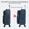 KROSER Softside Expandable checked Luggage with Front Business Pockets，24 Inch Suitcases with Spinner Wheels & Built-in TSA Lock, Durable Suitcase Rolling Luggage, Navy(Haze Blue-20)