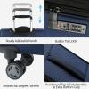 KROSER Softside Expandable checked Luggage with Front Business Pockets，24 Inch Suitcases with Spinner Wheels & Built-in TSA Lock, Durable Suitcase Rolling Luggage, Navy(Navy-24)