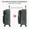 KROSER Softside Expandable checked Luggage with Front Business Pockets，24 Inch Suitcases with Spinner Wheels & Built-in TSA Lock, Durable Suitcase Rolling Luggage, Navy(Army Green-24)