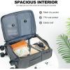 KROSER Softside Expandable checked Luggage with Front Business Pockets，24 Inch Suitcases with Spinner Wheels & Built-in TSA Lock, Durable Suitcase Rolling Luggage, Navy(Grey-20)