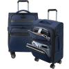 KROSER Softside Expandable checked Luggage with Front Business Pockets，24 Inch Suitcases with Spinner Wheels & Built-in TSA Lock, Durable Suitcase Rolling Luggage, Navy(Navy-20)