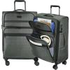 KROSER Softside Expandable checked Luggage with Front Business Pockets，24 Inch Suitcases with Spinner Wheels & Built-in TSA Lock, Durable Suitcase Rolling Luggage, Navy(Army Green-24)
