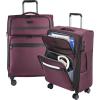 KROSER Softside Expandable checked Luggage with Front Business Pockets，24 Inch Suitcases with Spinner Wheels & Built-in TSA Lock, Durable Suitcase Rolling Luggage, Navy(Burgundy-24)