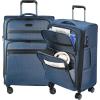 KROSER Softside Expandable checked Luggage with Front Business Pockets，24 Inch Suitcases with Spinner Wheels & Built-in TSA Lock, Durable Suitcase Rolling Luggage, Navy(Haze Blue-24)