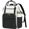 KROSER Laptop Backpack 17″ Stylish Backpack Water Repellent College Casual Daypack with USB Port Travel Business Work Bag for Men/Women-Beige/Haze Blue(Beige/Black)
