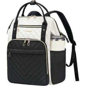 KROSER Laptop Backpack 17″ Stylish Backpack Water Repellent College Casual Daypack with USB Port Travel Business Work Bag for Men/Women-Beige/Haze Blue(Beige/Black)