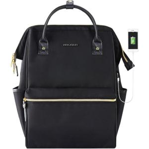 KROSER Laptop Backpack 17″ Stylish Backpack Water Repellent College Casual Daypack with USB Port Travel Business Work Bag for Men/Women-Beige/Haze Blue(Black)