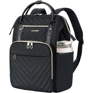 KROSER Laptop Backpack 17″ Stylish Backpack Water Repellent College Casual Daypack with USB Port Travel Business Work Bag for Men/Women-Beige/Haze Blue(Quilted Black)