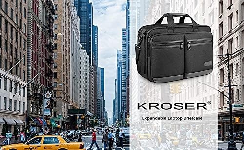image:imageKROSER 173 Inch Laptop Computer Bag Messenger WaterRepellent Briefcase Expandable large capacity padded laptop protectionshoulder and luggage strap for business daily and travelBlack