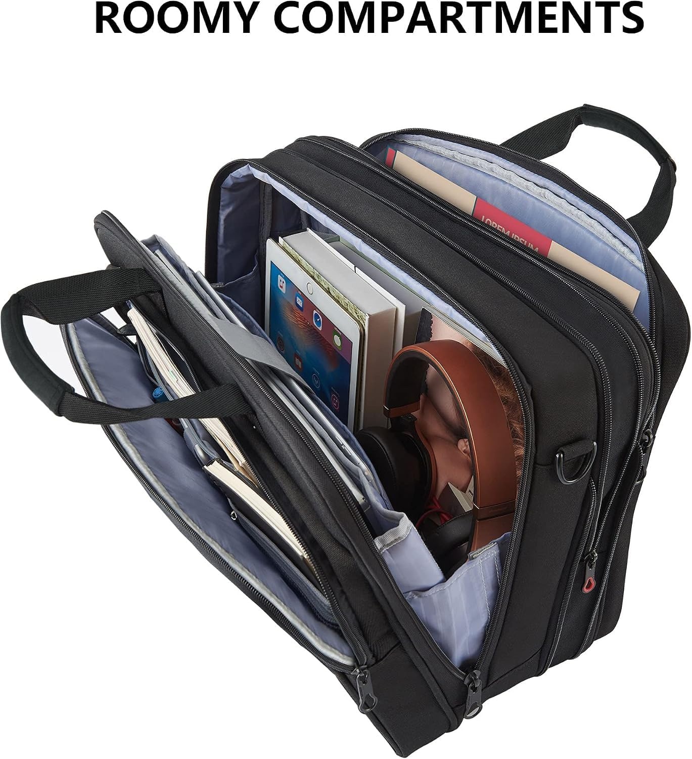 image:imageKROSER 173 Inch Laptop Computer Bag Messenger WaterRepellent Briefcase Expandable large capacity padded laptop protectionshoulder and luggage strap for business daily and travelBlack