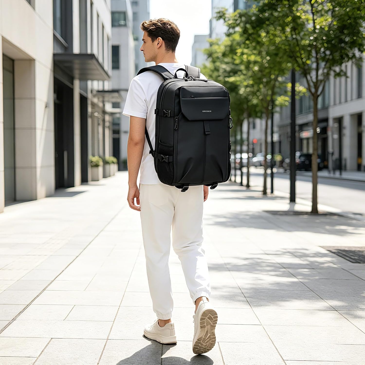 image:imageKROSER Travel Backpack for men Laptop Carry On Backpack Flight Approved 173 inch Laptop Computer Bag Casual Daypack for Weekender Business Hiking Can accommodate basketballDesertBlack173