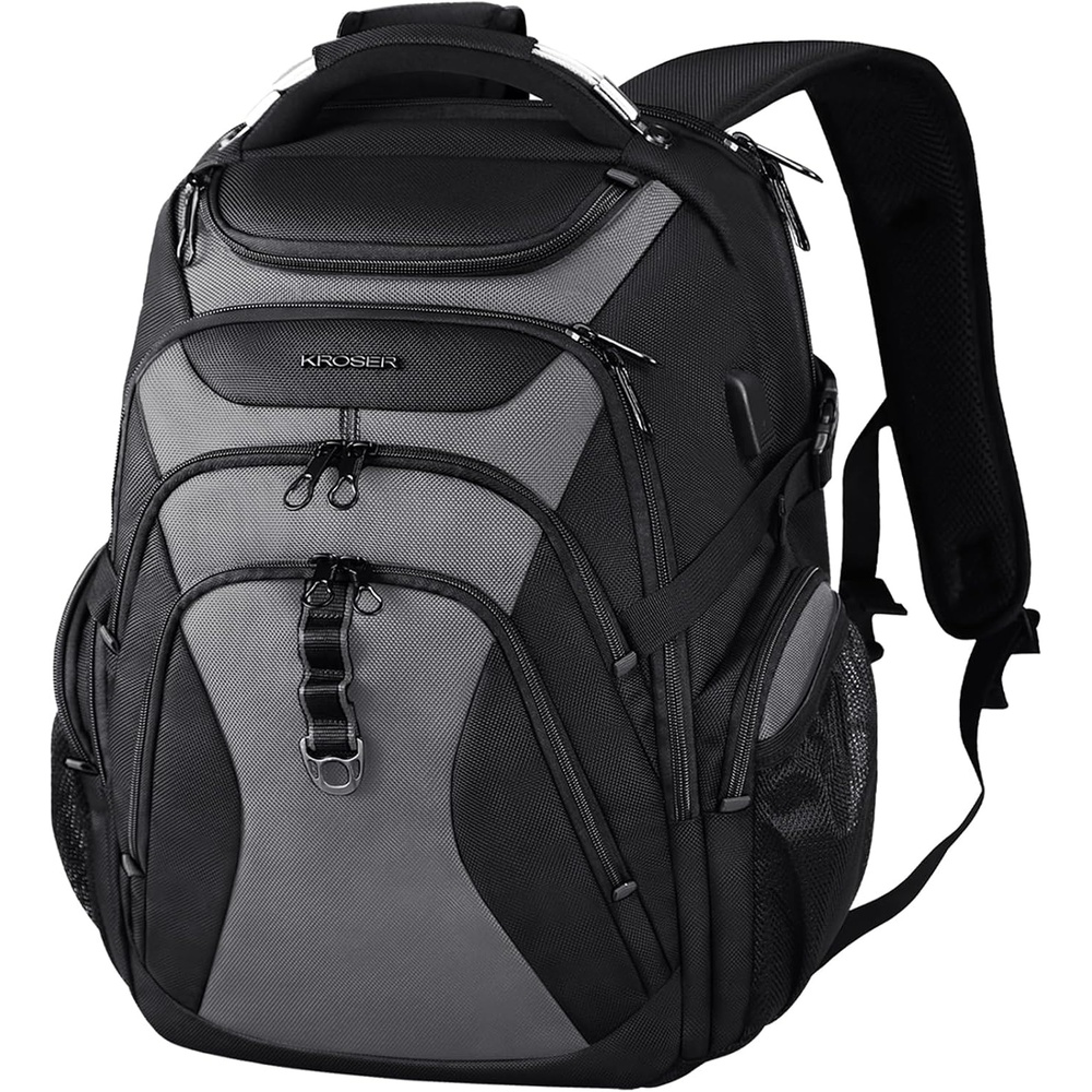 image:imageKROSER Laptop Backpack 184 Inch Computer Backpack for MenWomenCollege Travel with Hard Shell Saferoom RFID Pockets WaterRepellent Business Daypack Stylish Bag Women Black Army Green XXXLBlackGrey184