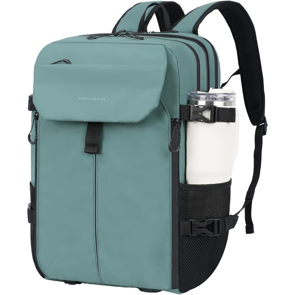 image:imageKROSER Travel Backpack for men Laptop Carry On Backpack Flight Approved 173 inch Laptop Computer Bag Casual Daypack for Weekender Business Hiking Can accommodate basketballDesertGreen173