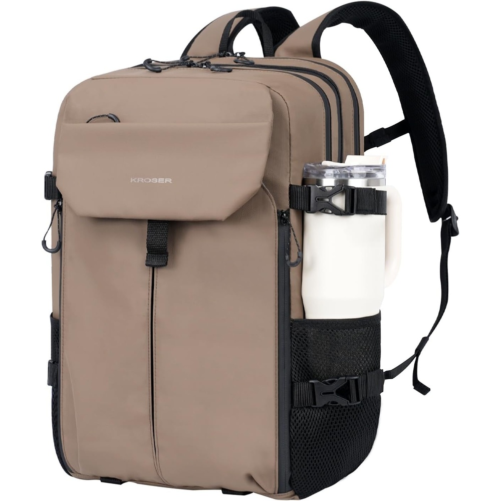 image:imageKROSER Travel Backpack for men Laptop Carry On Backpack Flight Approved 173 inch Laptop Computer Bag Casual Daypack for Weekender Business Hiking Can accommodate basketballDesertDesert173