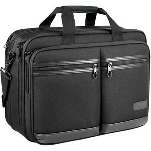 KROSER 17.3 Inch Laptop Computer Bag Messenger Water-Repellent Briefcase | Expandable large capacity, padded laptop protection,shoulder and luggage strap for business daily and travel-Black