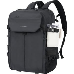 KROSER Travel Backpack for men, Laptop Carry On Backpack Flight Approved | 17.3 inch Laptop , Computer Bag Casual Daypack for Weekender Business Hiking, Can accommodate basketball-Desert(Black-17.3)