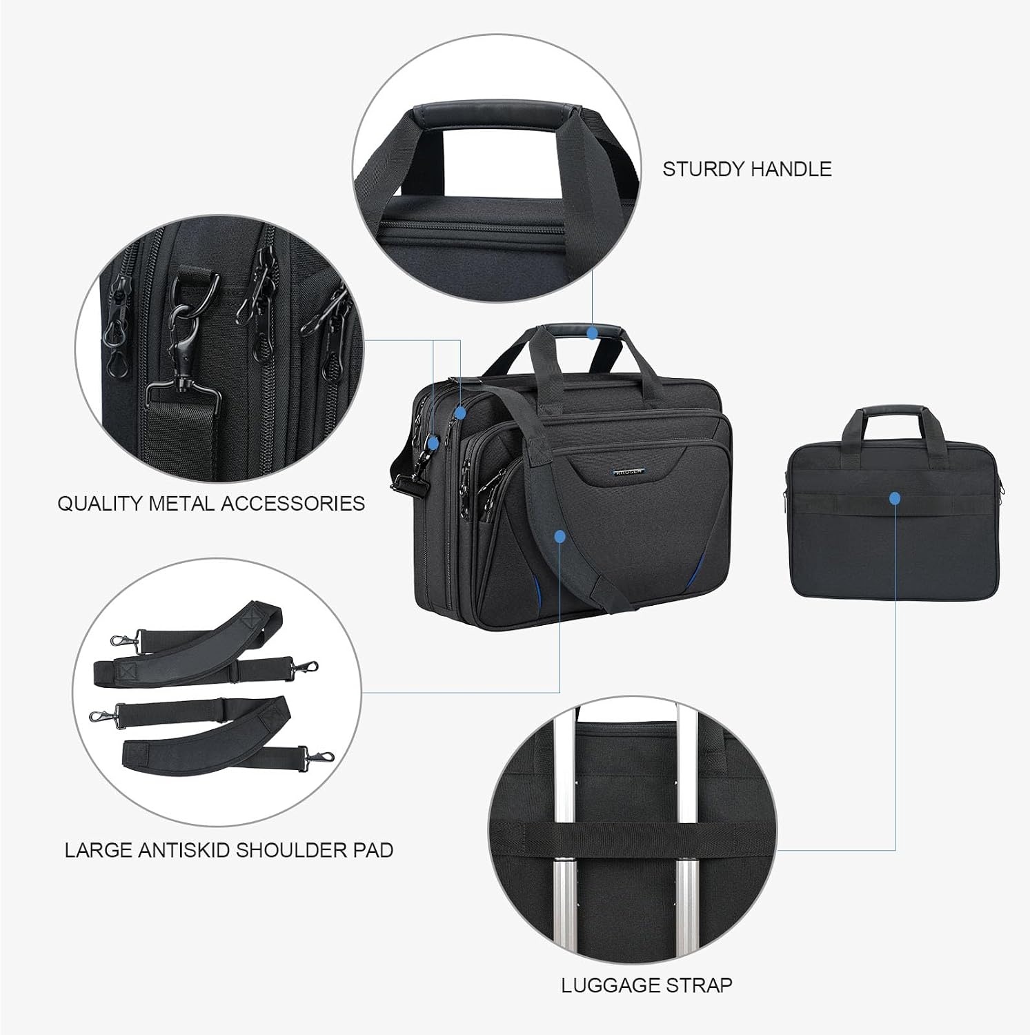 image:imageKROSER 173 Inch Laptop Computer Briefcase WaterRepellent Messenger BagBlackBlue