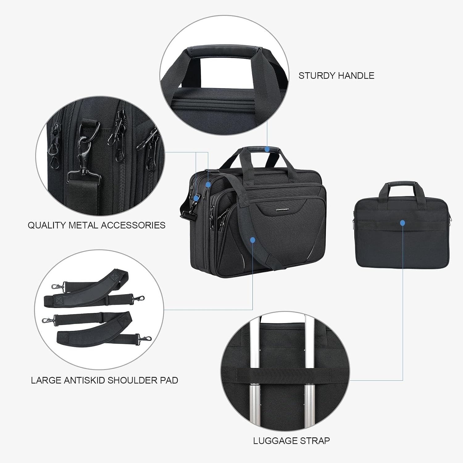 image:imageKROSER 173 Inch Laptop Computer Briefcase WaterRepellent Messenger BagBlackGrey