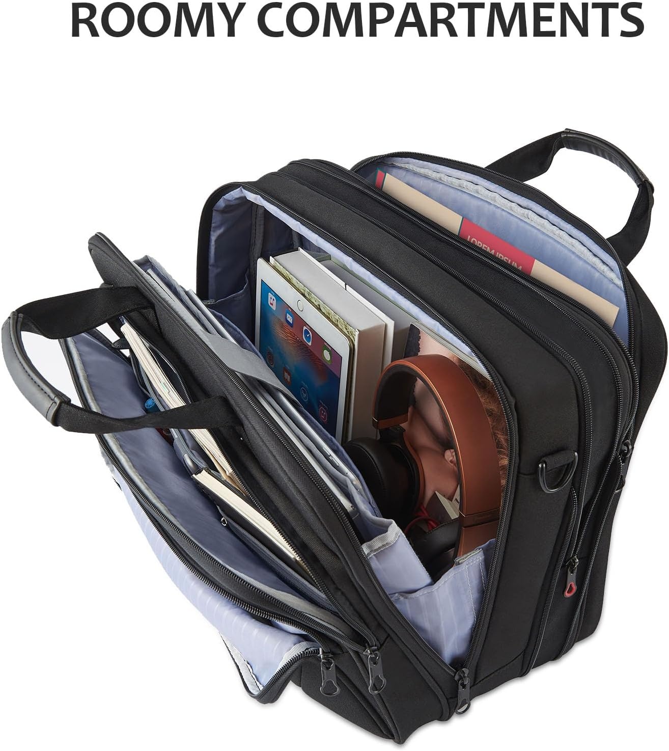 image:imageKROSER 173 Inch Laptop Computer Briefcase WaterRepellent Messenger BagBlackRed