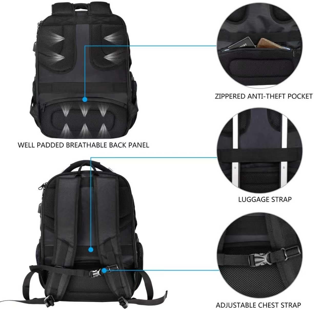 image:imageKROSER Travel Laptop Backpack 184 Inch XXXL Computer Backpack for MenBlack