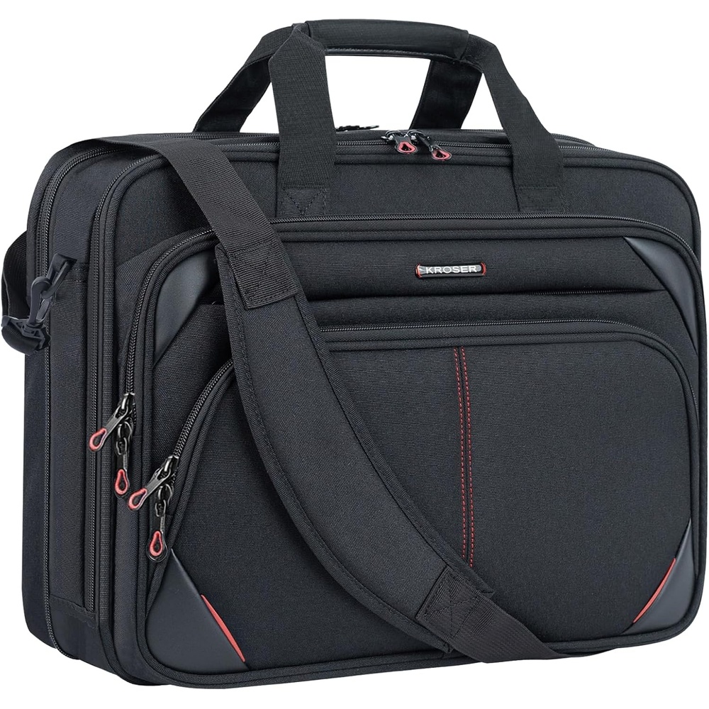 image:imageKROSER 173 Inch Laptop Briefcase Computer BagMessenger Shoulder BagBlackRed